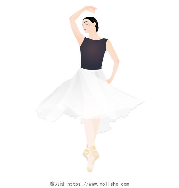 卡通舞蹈元素芭蕾舞者唯美优雅舞姿轻盈AI素材舞蹈人物元素